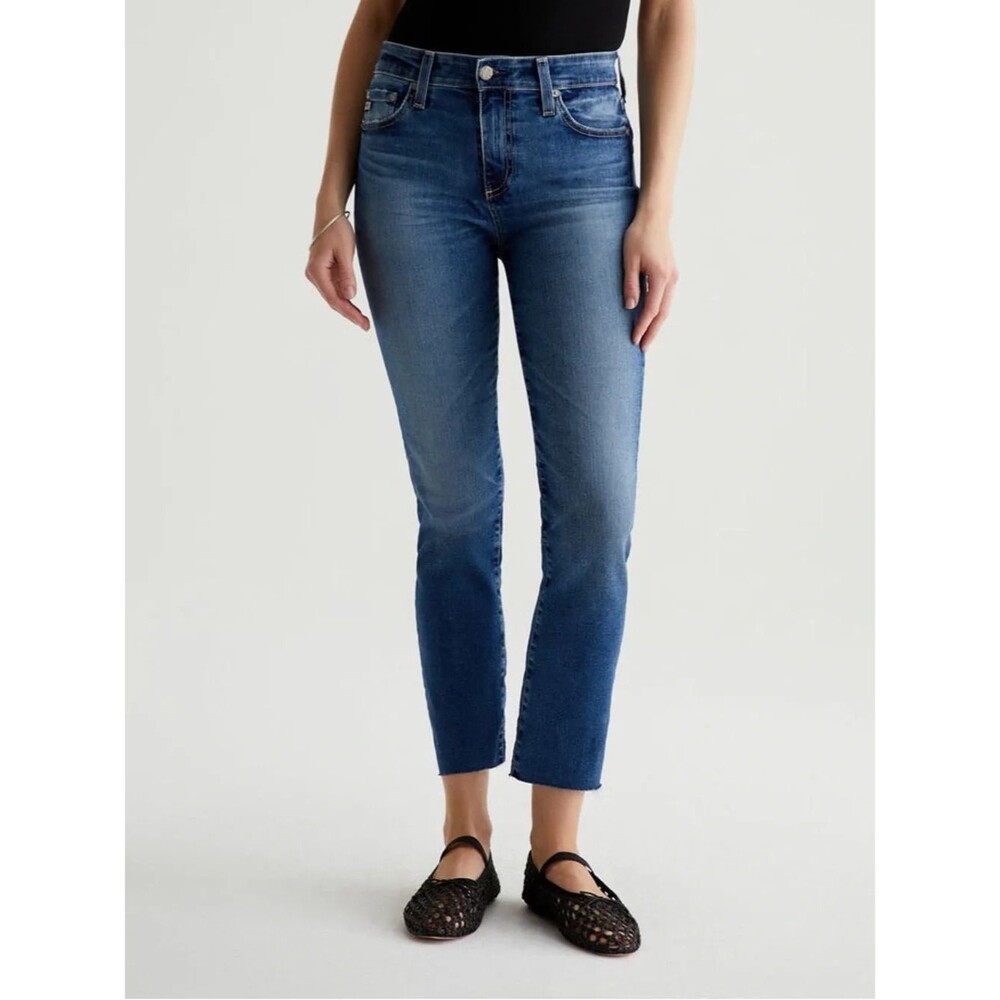 AG –ED Adriano Goldschmied Mari Crop High-Rise Slim Straight Raw Hem Jeans 30